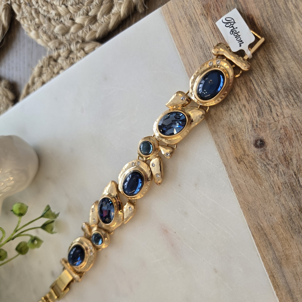 Brighton Gold and Blue Sapphire Bracelet with X-Pattern Design